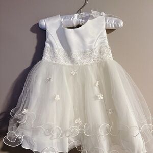 Elegant White Baby Dress with Floral Details
